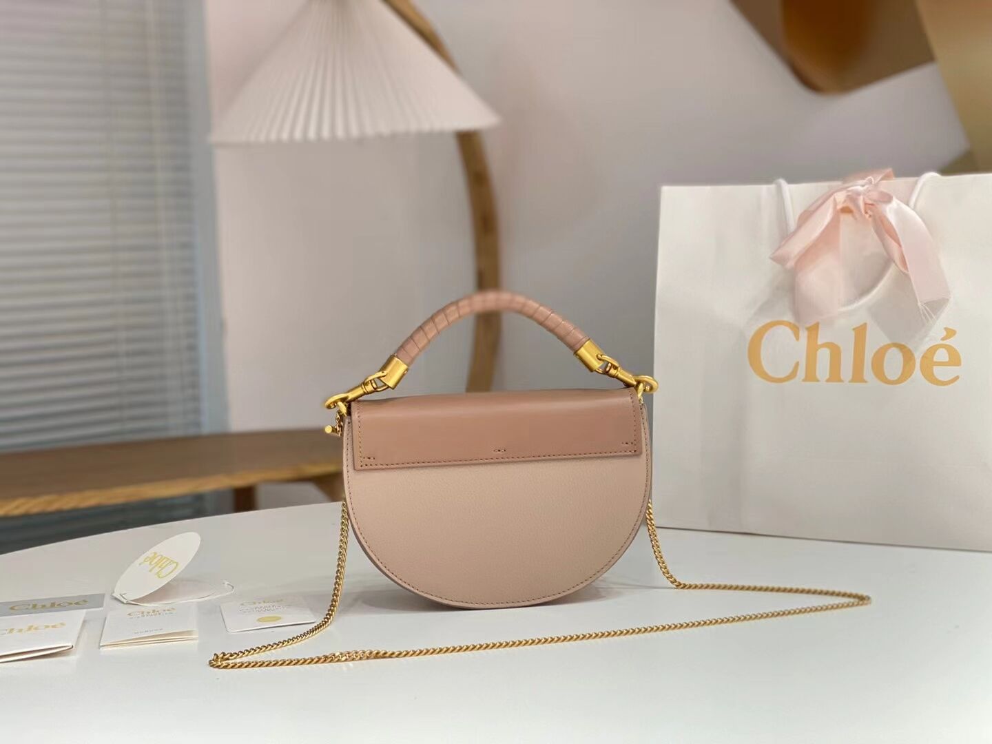 CHLOE Small leather shoulder bag CL225156 pink