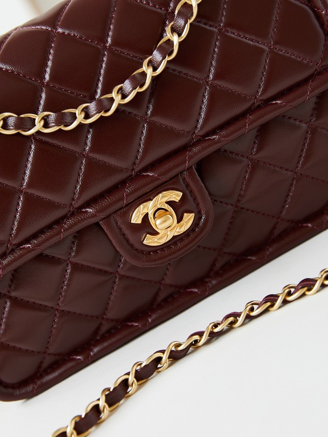 CHANEL FLAP BAG Lambskin AS4686 Dark Burgundy