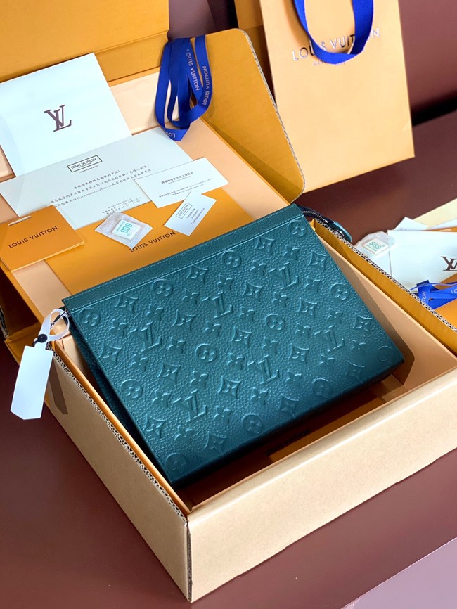 Louis Vuitton Pochette Voyage Monogram embossed cowhide leather MM M61692 Dark Green