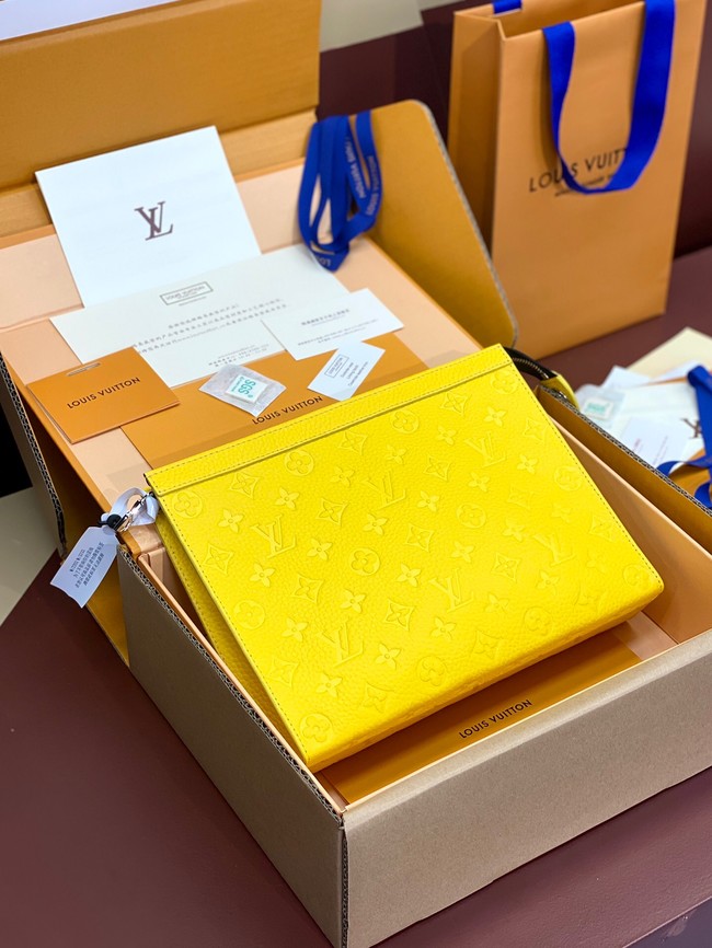 Louis Vuitton Pochette Voyage Monogram embossed cowhide leather MM M61692 yellow