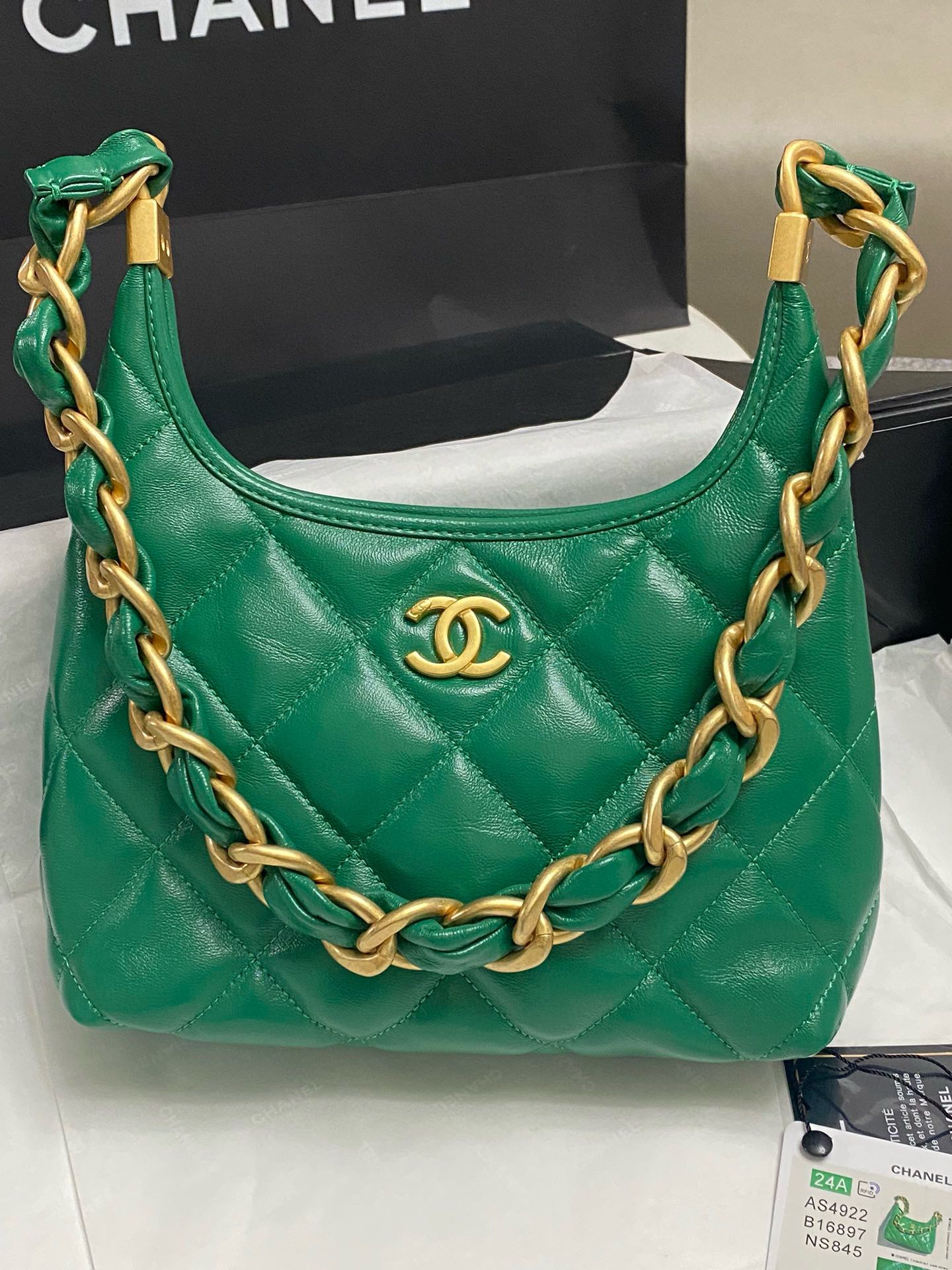 Chanel 24A Original Leather Hobo Bag AS4922 AS4923 Green