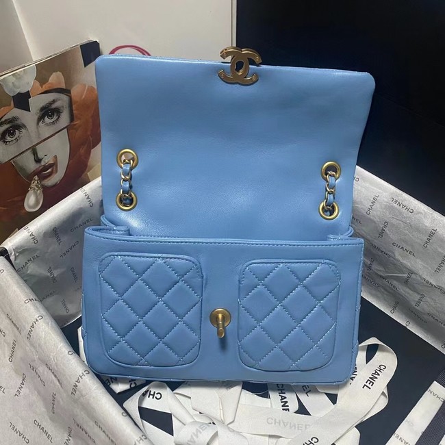 CHANEL FLAP BAG Lambskin 23365 blue