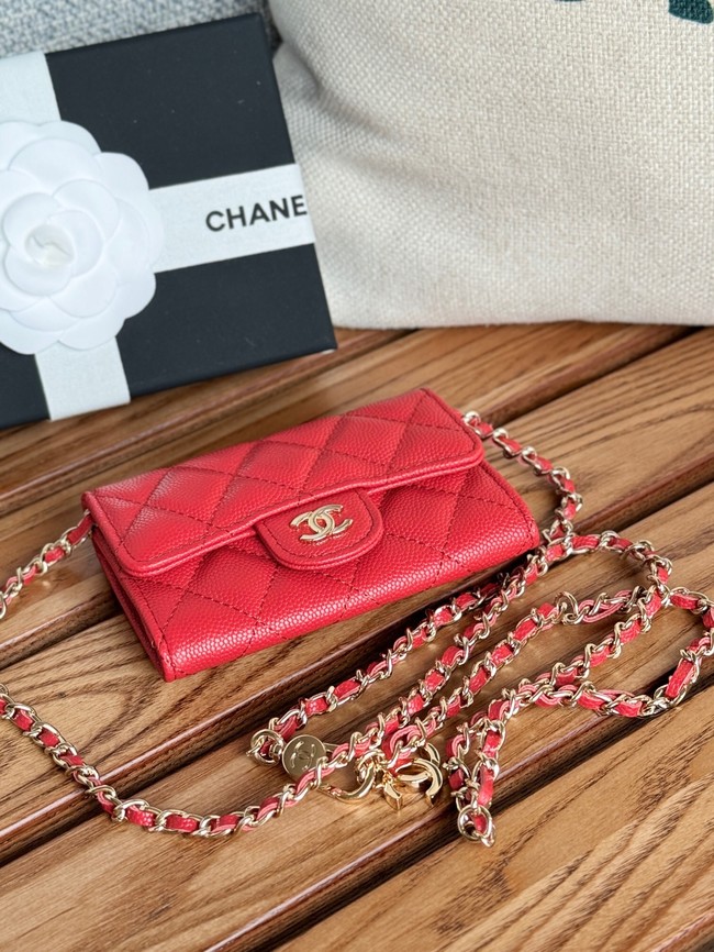 Chanel MINI BELT BAG Gold-Tone Metal A81081 red