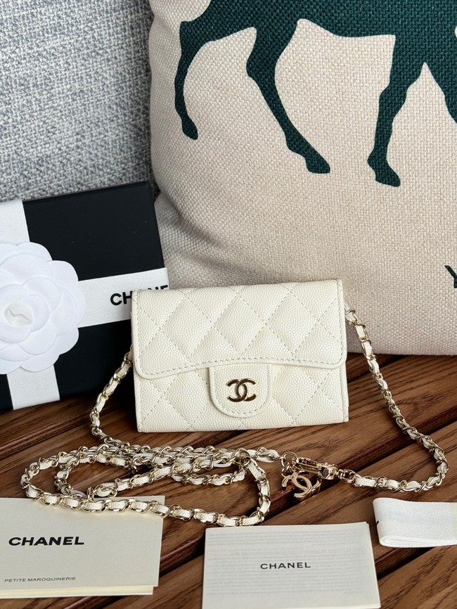 Chanel MINI BELT BAG Gold-Tone Metal A81081 white