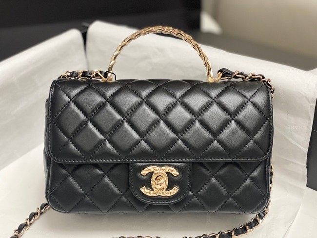 Chanel MINI FLAP BAG WITH TOP HANDLE AS4924 black