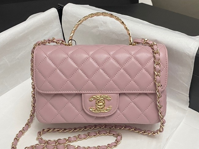 Chanel MINI FLAP BAG WITH TOP HANDLE AS4924 pink