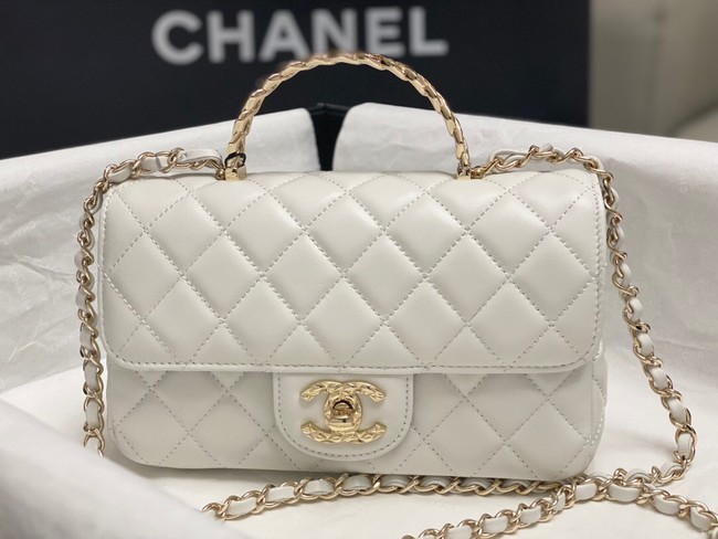 Chanel MINI FLAP BAG WITH TOP HANDLE AS4924 white