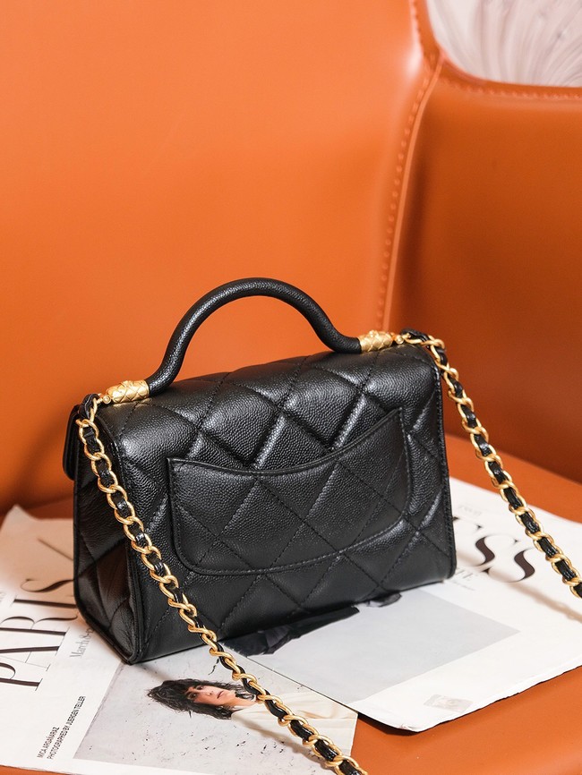 Chanel MINI FLAP BAG WITH TOP HANDLE AS4956 black