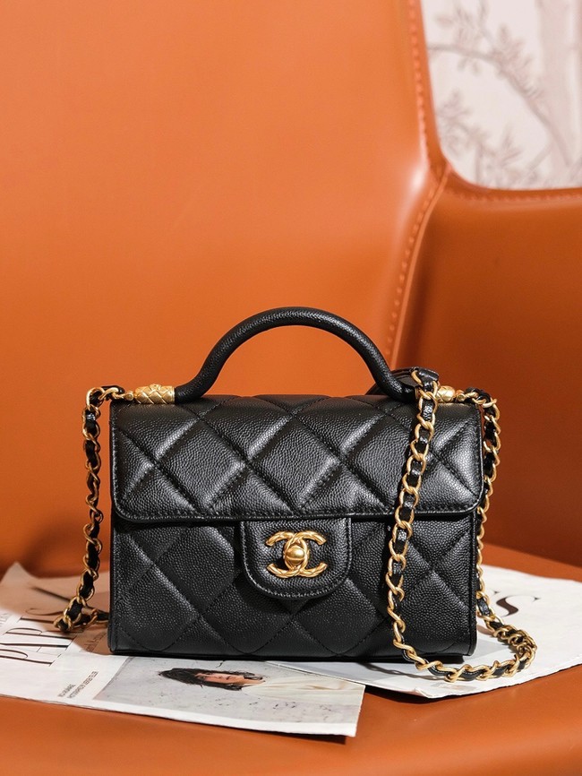 Chanel MINI FLAP BAG WITH TOP HANDLE AS4956 black