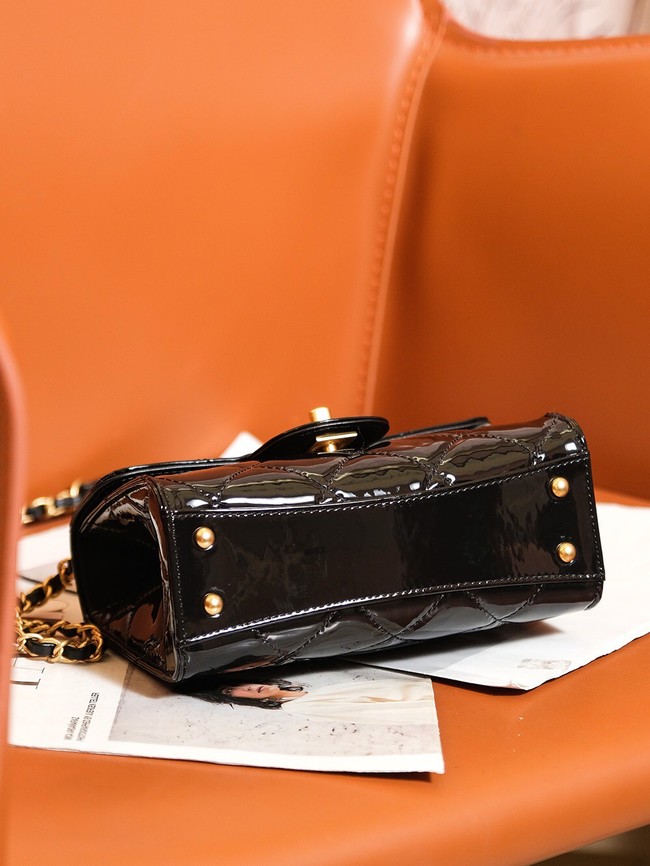 Chanel Patent leather MINI FLAP BAG WITH TOP HANDLE AS4956 black