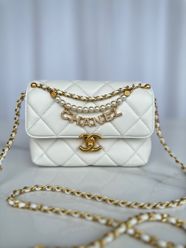 Chanel MINI FLAP BAG AS4986 white