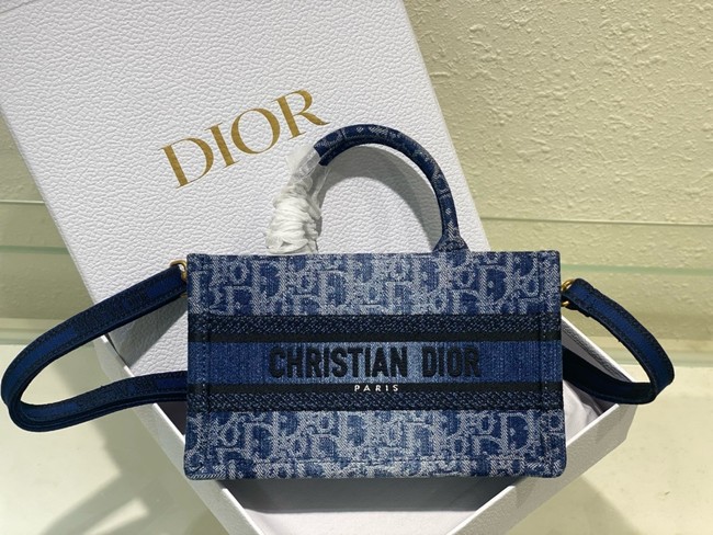 Mini Dior Book Tote Blue Denim Dior Oblique Jacquard S5573CE