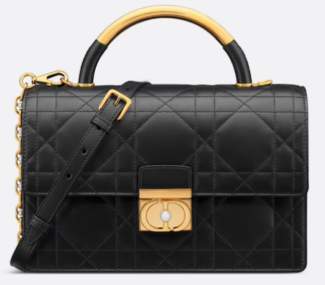 Medium Dior Ange Bag Black Macrocannage Calfskin M4402U