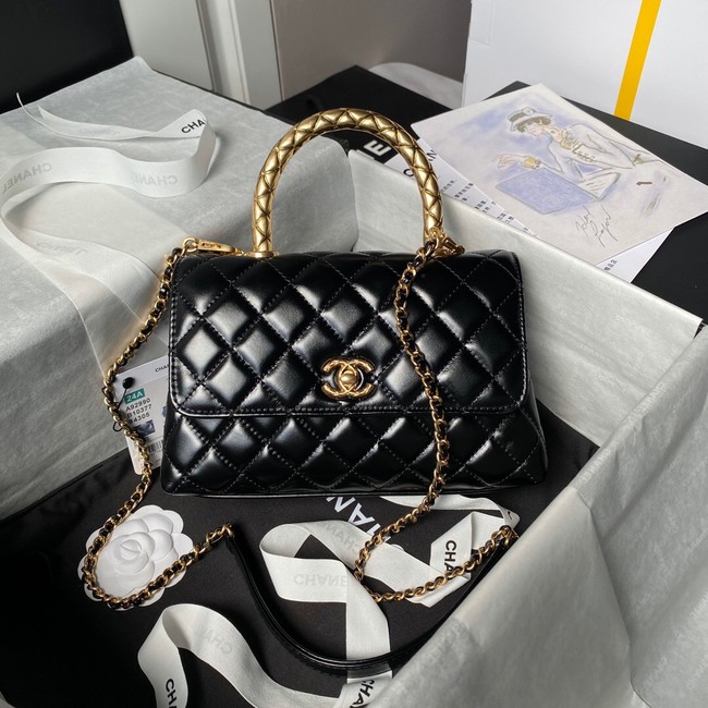 Chanel FLAP BAG WITH TOP HANDLE AS92990 black