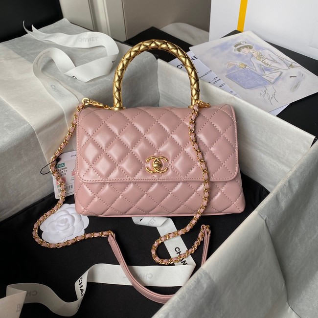 Chanel FLAP BAG WITH TOP HANDLE AS92990 pink