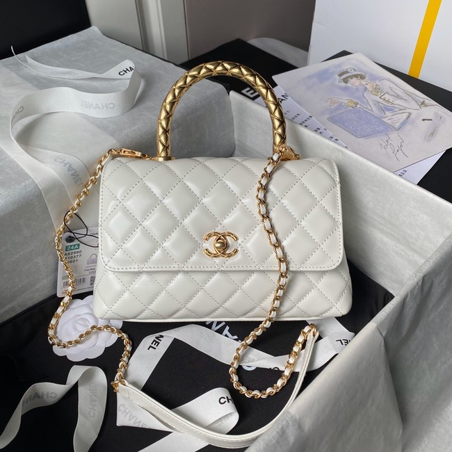 Chanel FLAP BAG WITH TOP HANDLE AS92990 white