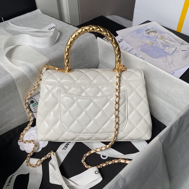 Chanel FLAP BAG WITH TOP HANDLE AS92990 white