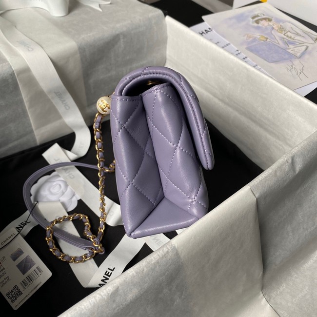 Chanel MINI FLAP BAG WITH TOP HANDLE AS5001 Light Purple