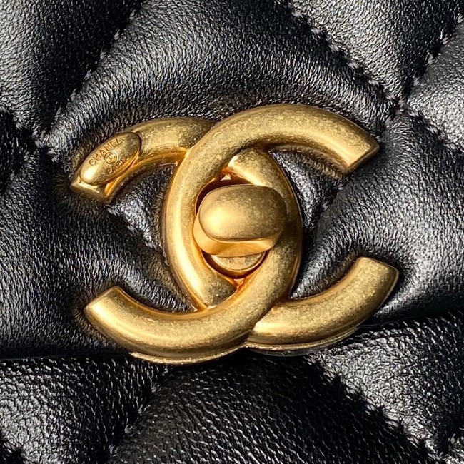 Chanel MINI FLAP BAG WITH TOP HANDLE AS5001 black