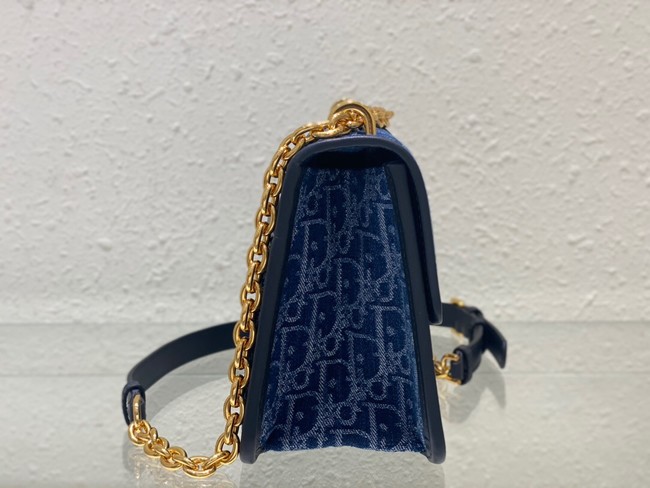 DIOR 30 Montaigne East-West Bag with Chain Blue Denim Dior Oblique Jacquard M9334UDC