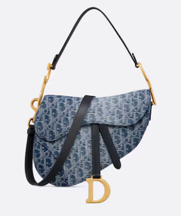 DIOR Saddle Bag with Strap Blue Denim Dior Oblique Jacquard M0455CDC