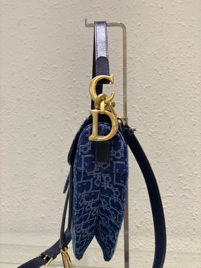 DIOR Saddle Bag with Strap Blue Denim Dior Oblique Jacquard M0455CDC