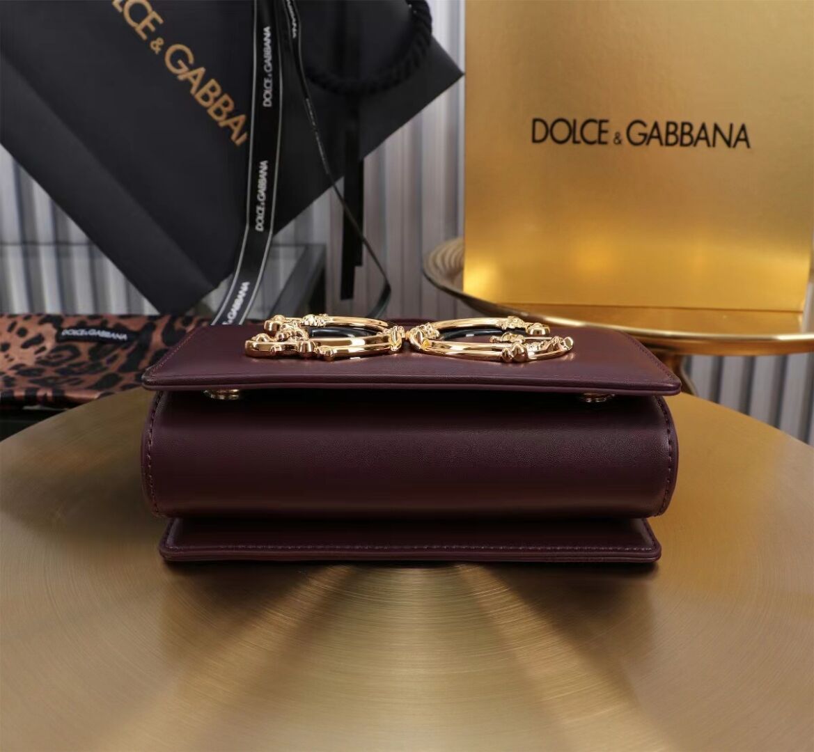 Dolce & Gabbana leather Shoulder Bag G6504 Burgundy