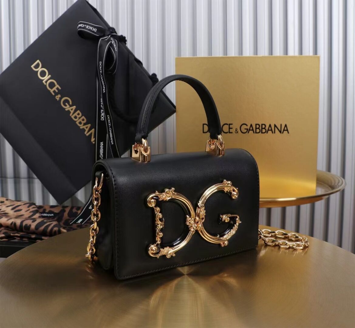 Dolce & Gabbana leather Shoulder Bag G6504 black