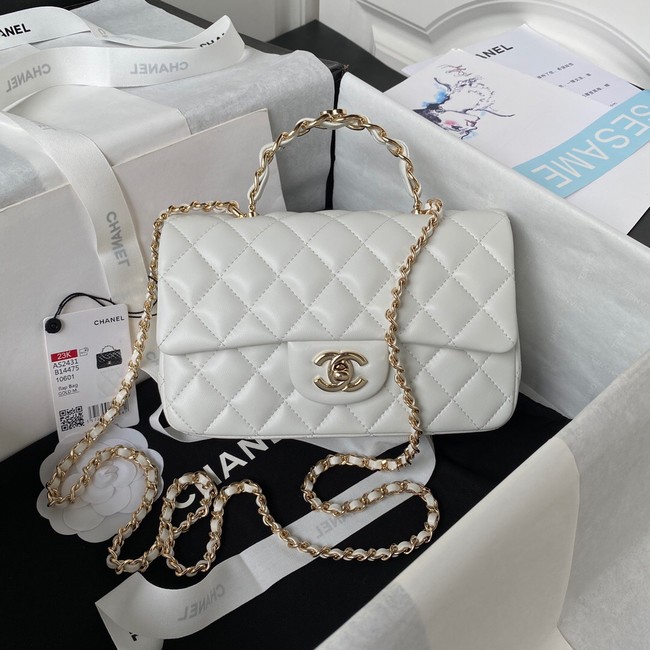 Chanel 24A mini flap bag with top handle AS2431 WHITE