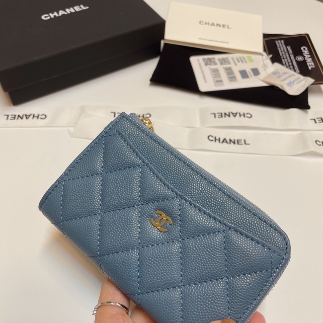 Chanel CLASSIC CARD HOLDER AP3179 blue