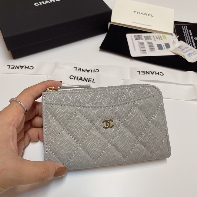 Chanel CLASSIC CARD HOLDER AP3179 gray