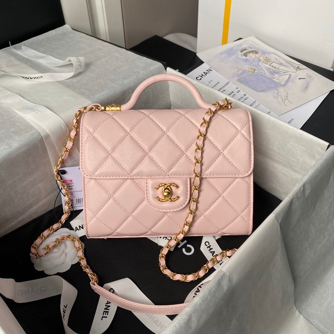 Chanel SMALL FLAP BAG WITH TOP HANDLE AS4957 PINK