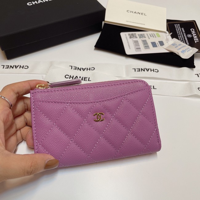 Chanel CLASSIC CARD HOLDER AP3179 Purple