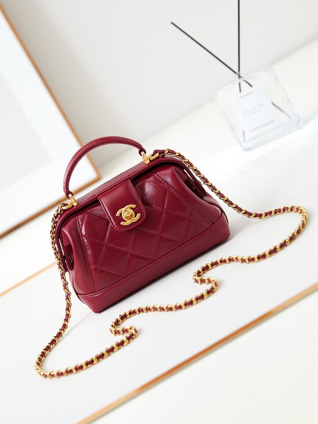 CHANEL 24A MINI BAG WITH TOP HANDLE AS4958 Burgundy