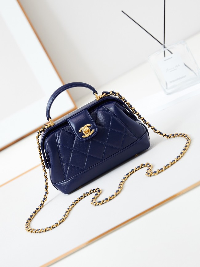 CHANEL 24A MINI BAG WITH TOP HANDLE AS4958 dark blue