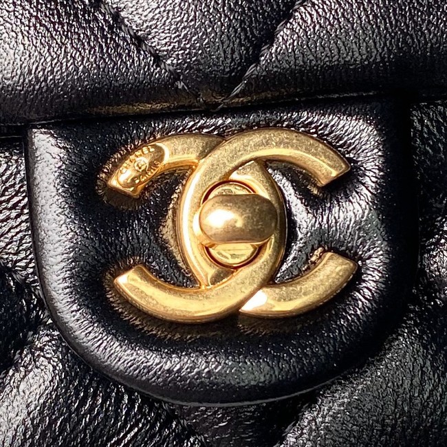 Chanel 24A small flap bag with top handle AS4992 black