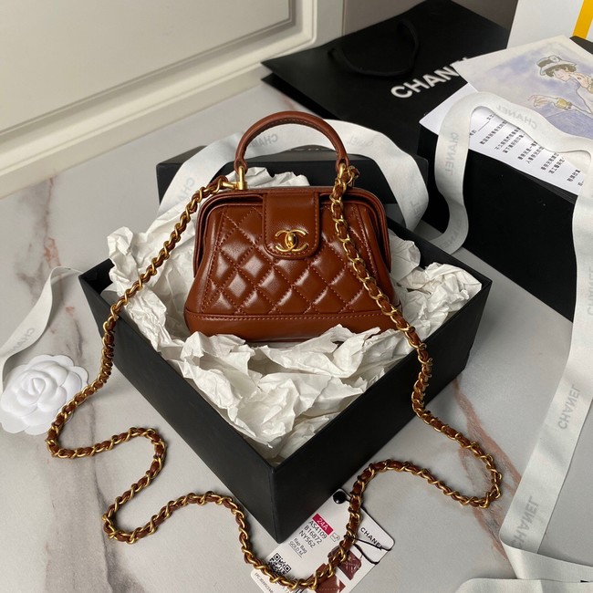 CHANEL 24A MINI BAG WITH TOP HANDLE AS4109 brown