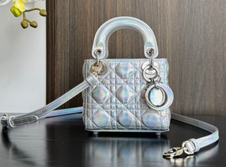 Lady Dior Micro Bag silver Cannage Lambskin S0856O
