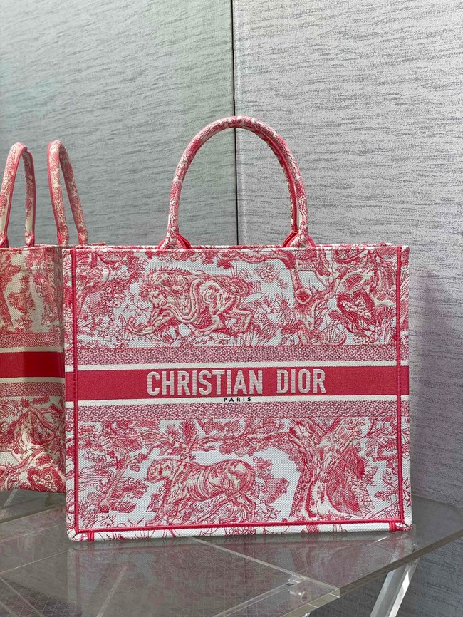 Large Dioriviera Dior Book Tote Candy Pink Toile de Jouy Embroidery M1286ZE