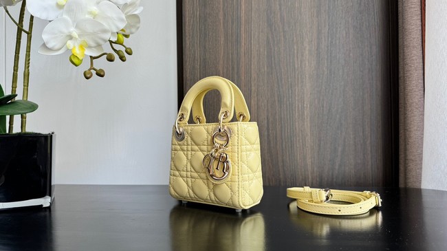 MICRO LADY DIOR BAG Yellow Cannage Lambskin S0856O