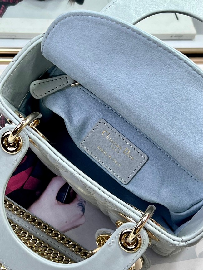 Mini Lady Dior Bag Pale Blue Cannage Lambskin M0505O