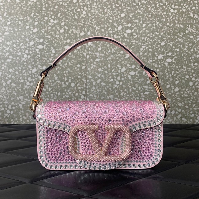 VALENTINO Super Mini Loco imitation crystal chain bag 5013 pink