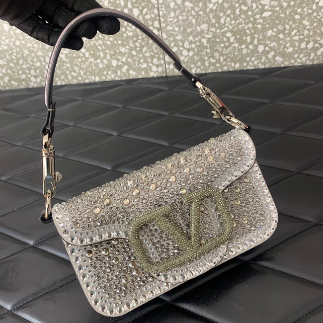 VALENTINO Super Mini Loco imitation crystal chain bag 5013 silver