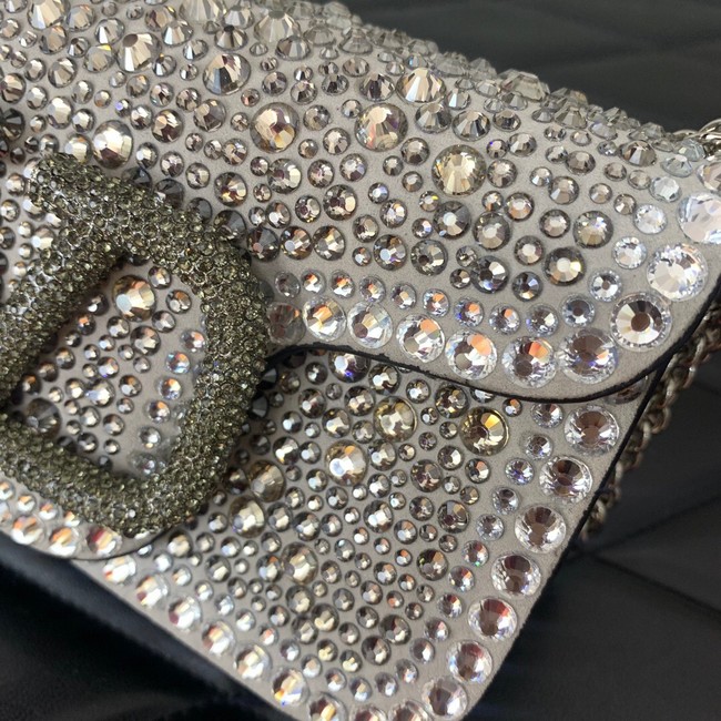 VALENTINO Super Mini Loco imitation crystal chain bag 5013 silver