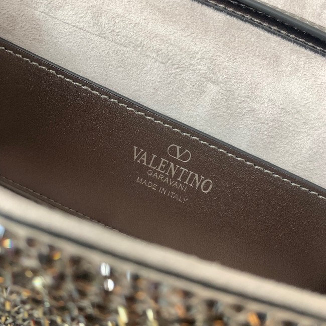 VALENTINO Super Mini Loco imitation crystal chain bag 5013 silver