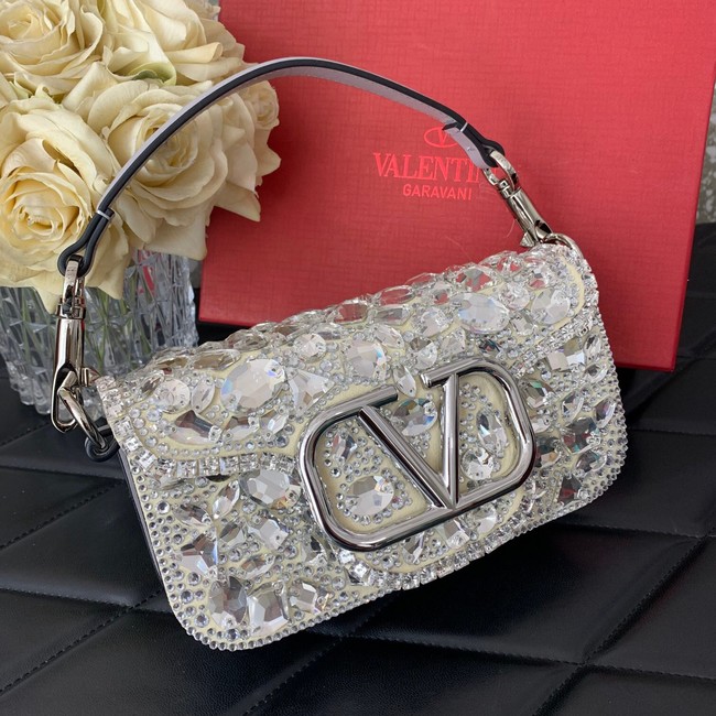 VALENTINO Super Mini Loco imitation crystal chain bag 6038 silver