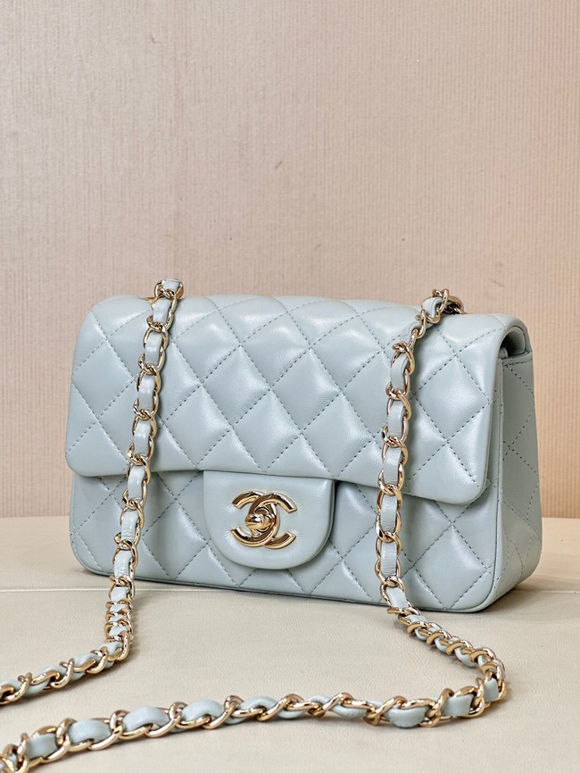 Chanel MINI CLASSIC HANDBAG Lambskin & Gold-Tone Metal A69900 light blue