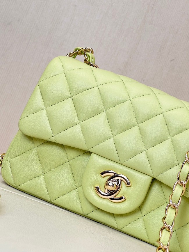 Chanel MINI CLASSIC HANDBAG Lambskin & Gold-Tone Metal A69900 light green