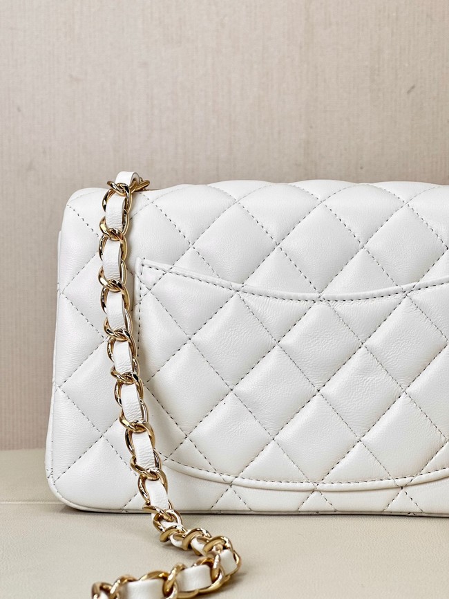 Chanel MINI CLASSIC HANDBAG Lambskin & Gold-Tone Metal A69900 white