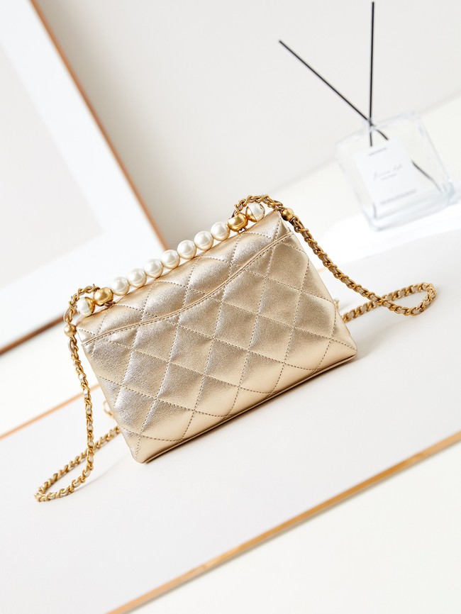 Chanel MINI FLAP BAG WITH TOP HANDLE AS5001 gold